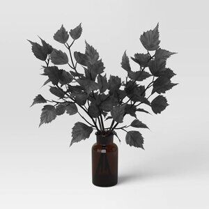 Threshold Black Leaves Arrangement Artificial Plant Glass Jar Halloween - Target